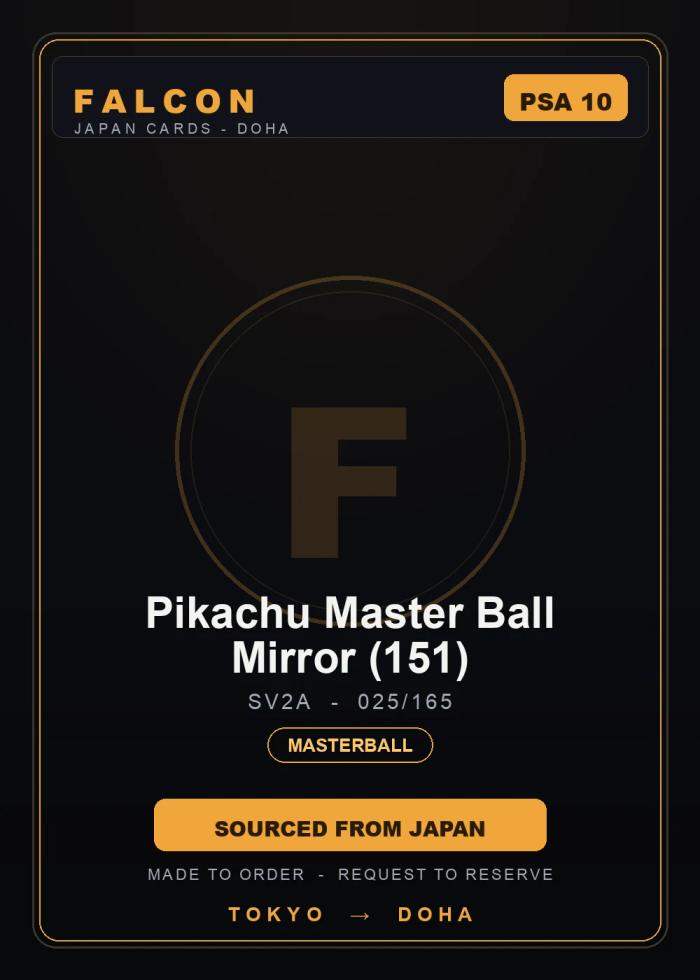 Pikachu Master Ball Mirror (151) 025/165 — PSA 10